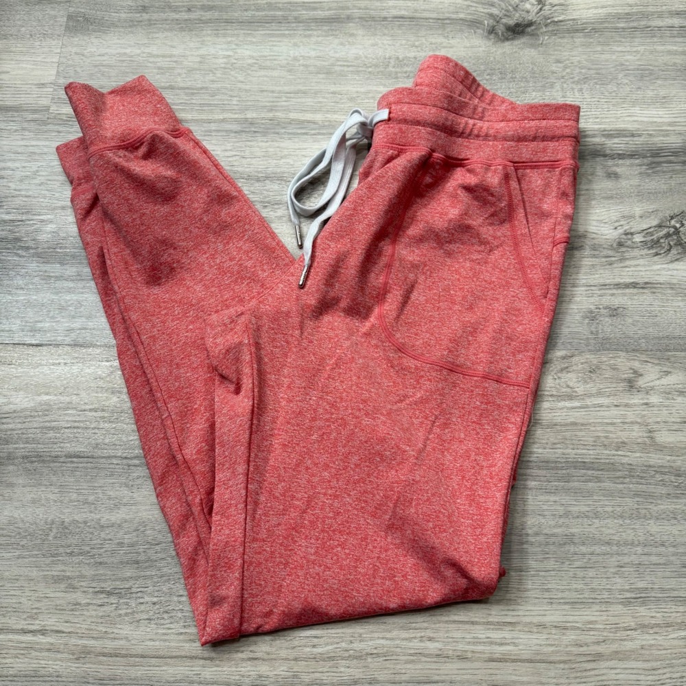 Zyia Active Womens Heathered Red Jogger Pants Drawstring Pockets Size Small